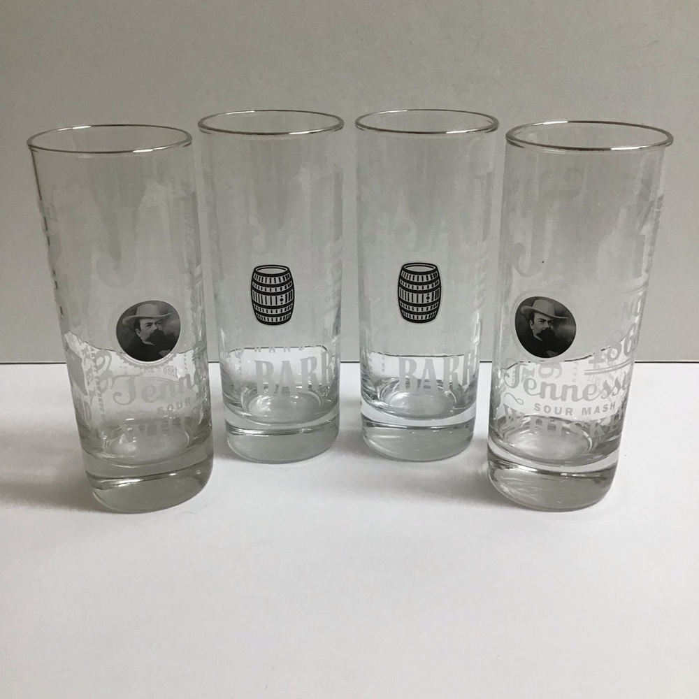 Jack Daniels Whiskey 4 Highball Tumbler Glasses Tall Boy 10 oz Old No. 7 Bar USA